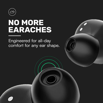 Everyday Bluetooth Wireless Earbuds with Microphone - Active Noise Cancelling, Sweat & Water-Resistant Earphones, Ear Buds Wireless Bluetooth up to 32 Hours Playtime (Black)