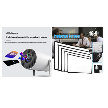 Portable Projector Small Straight Projector for Home Use 180 Degrees Projection Angle Automatic Focus Home Video Projector