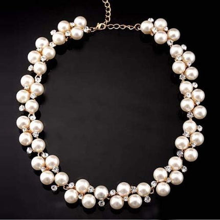 Necklances for Women Fashion & Elegant Lady Faux Pearls Shiny Rhinestone Collar Necklace Valentine'S Day Gift
