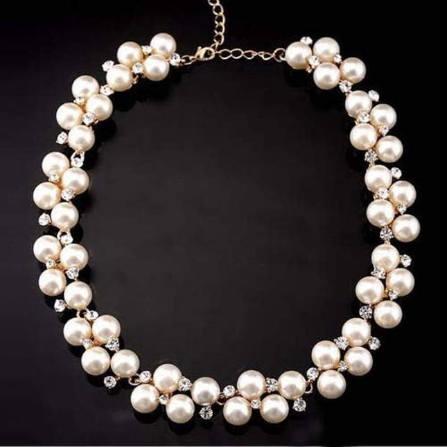 Necklances for Women Fashion & Elegant Lady Faux Pearls Shiny Rhinestone Collar Necklace Valentine'S Day Gift