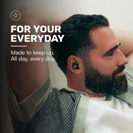 Everyday Bluetooth Wireless Earbuds with Microphone - Active Noise Cancelling, Sweat & Water-Resistant Earphones, Ear Buds Wireless Bluetooth up to 32 Hours Playtime (Black)