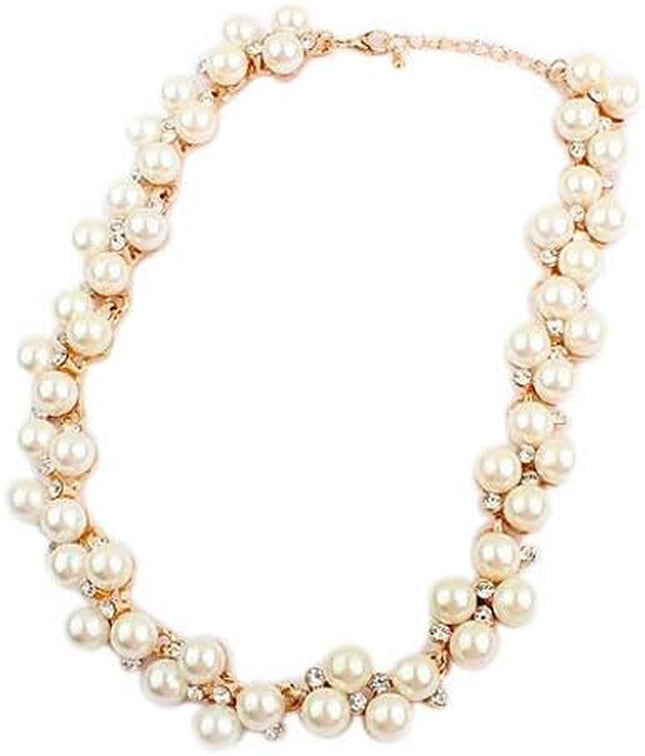 Necklances for Women Fashion & Elegant Lady Faux Pearls Shiny Rhinestone Collar Necklace Valentine'S Day Gift