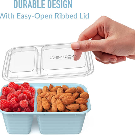 Prep - 2-Compartment Snack Containers with Lids - Reusable, Microwaveable, Durable PFAS & Bpa-Free, Freezer and Dishwasher-Safe Meal Prep Food Storage - 10 Trays & 10 Lids (Sky)