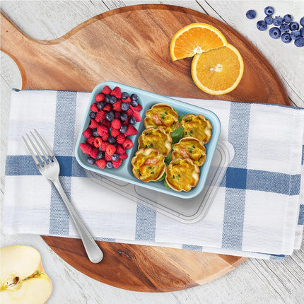 Prep - 2-Compartment Snack Containers with Lids - Reusable, Microwaveable, Durable PFAS & Bpa-Free, Freezer and Dishwasher-Safe Meal Prep Food Storage - 10 Trays & 10 Lids (Sky)