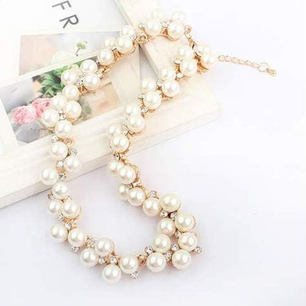 Necklances for Women Fashion & Elegant Lady Faux Pearls Shiny Rhinestone Collar Necklace Valentine'S Day Gift