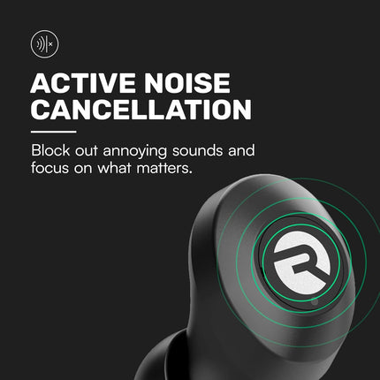 Everyday Bluetooth Wireless Earbuds with Microphone - Active Noise Cancelling, Sweat & Water-Resistant Earphones, Ear Buds Wireless Bluetooth up to 32 Hours Playtime (Black)